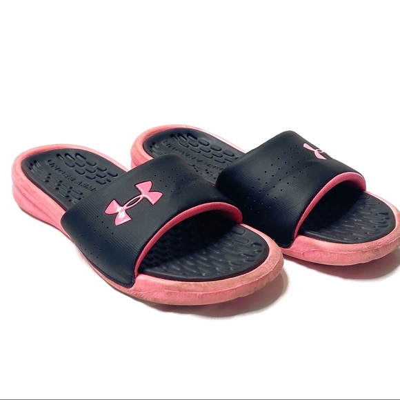 under armour pink slides